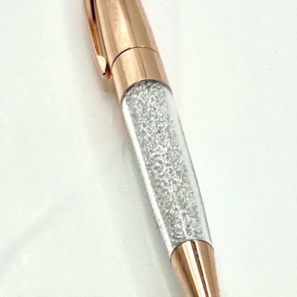 Collectible Rose Tone Ballpoint Pen with Crystals